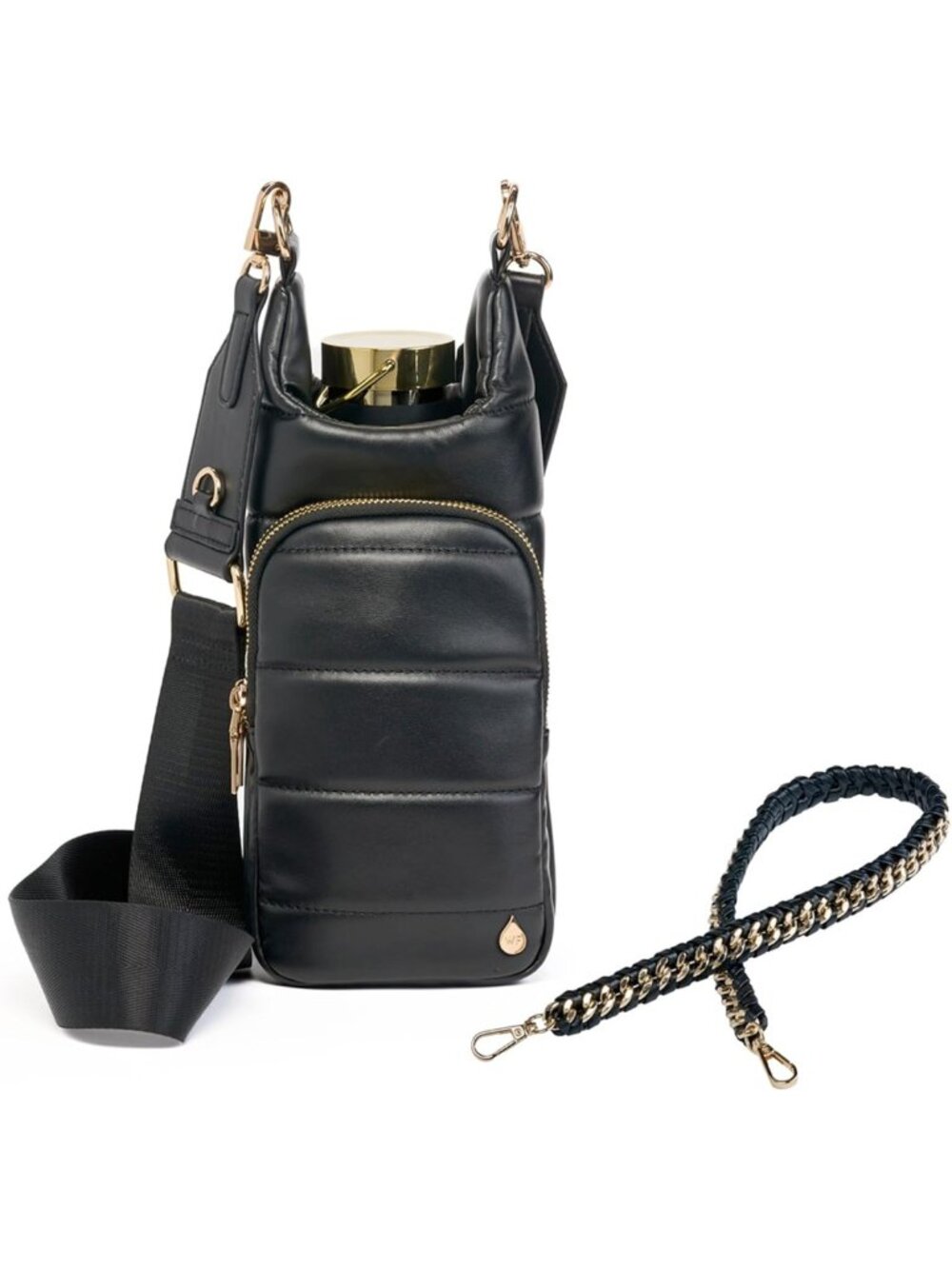 Luxury Vegan Leather HydroBag Water Bottle Holder with 2 Straps - Oprah's Pick